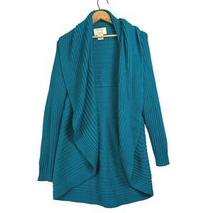 La Llama Teal Alpaca Wool Blend Waterfall Cardigan Sweater Womens‎ M Turquoise